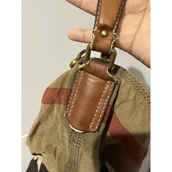 BURBERRY Canvas Mega Check Medium Ashby Hobo Saddle Q‎ - Image 2