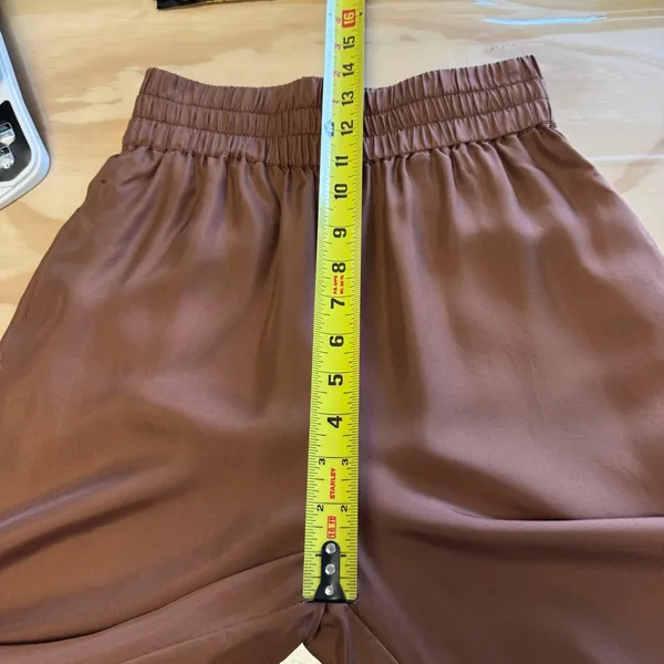 Jac + Jack Silk‎ Minimalist Contemporary High Waist Wide Leg Pants Tan Sz 8 - Image 11