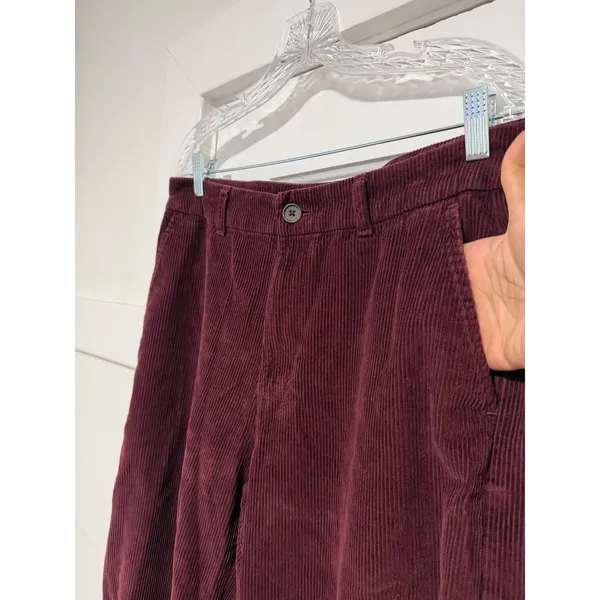 Old Navy Women Burgundy Corduroy High Waisted Wide Leg Pants Maroon Pants 10 - Image 8
