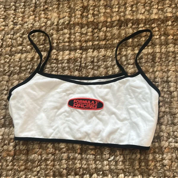 PacSun Formula 1 Racing White Crop Tank Size Medium - Image 3