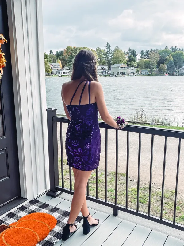 Lulus Purple One Shoulder Homecoming Dress - Image 2