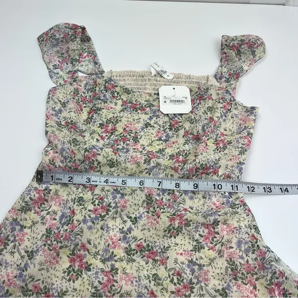 Altar’d State Ivory Multi Floral‎ Dress Women XS Fit & Flare Sheer Coquette NEW - Image 8