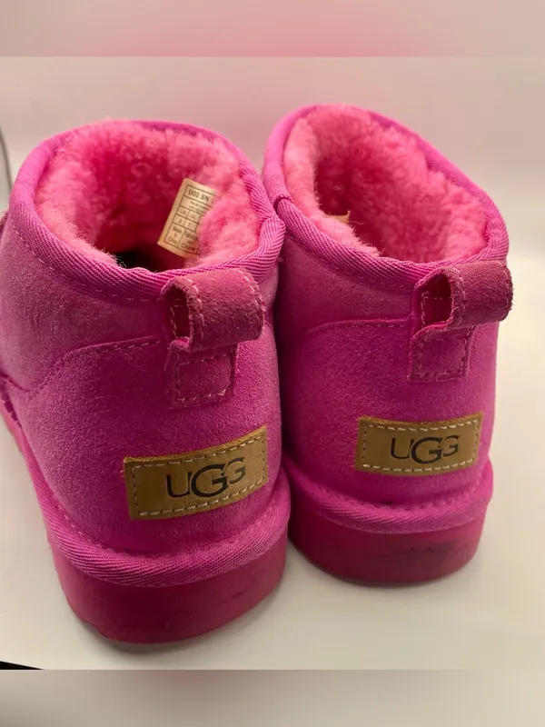 UGG Classic ultra mini Hot Pink water resistant suede shearling lined boots 9 - Image 5