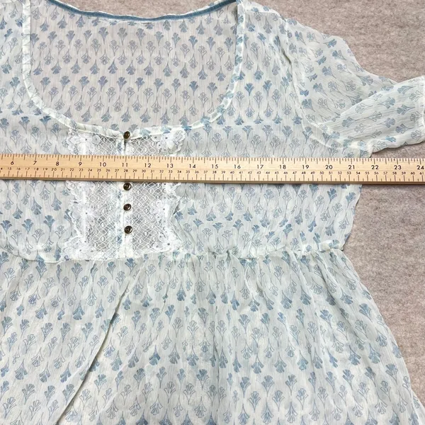 Boho Cottagecore Prairie Fairy Floral Lace‎ Trim Babydoll Blouse Sheer EUC - Image 4