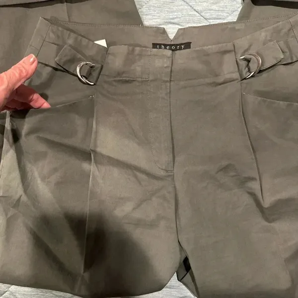 Theory Womens Pants Wide Leg 6 Olivo Color Its Have Tiny Spots See Pictures New‎ - Image 9
