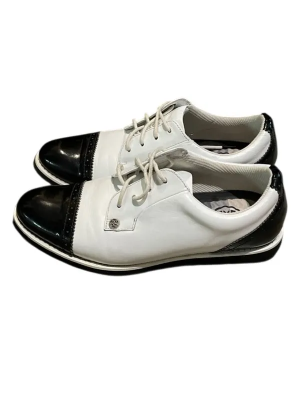 G/FORE Womens Cap Toe Gallivanter Leather Golf Shoes White Black Onyx Size 8 38 - Image 3