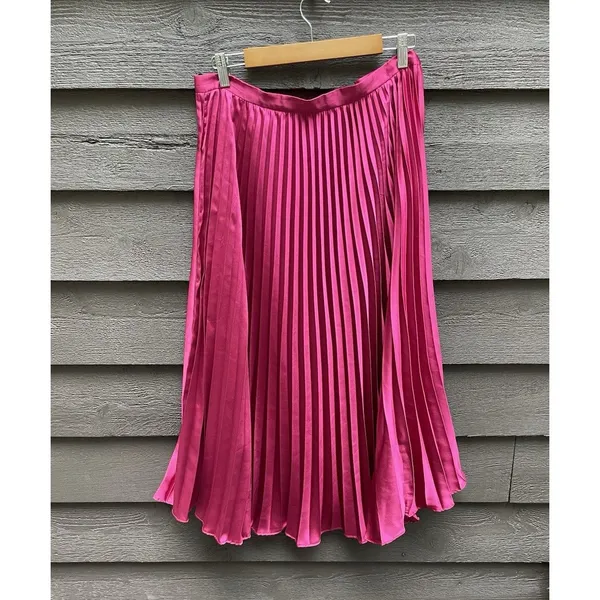 Lucy Paris Pleated Midi Skirt L Accordion Dopamine Dressing Hot pink Magenta - Image 12