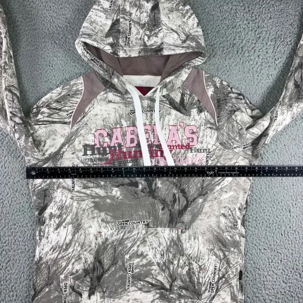 Cabela's Hoodie Women L Seclusion Open Country‎ Snow Camo Pink Graphic Outdoor - Image 4