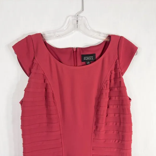 Adrianna Papell Size 6 Dress Red Sheath Cap Sleeve‎ Mini Ruffle Cocktail 1096 - Image 7