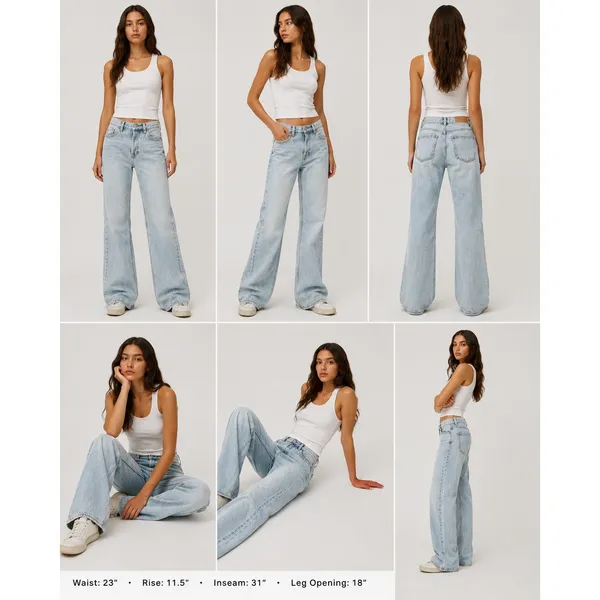 PacSun High Rise Bootcut Jeans Womens 24 Light Wash Denim Button Fly 100% Cotton - Image 2