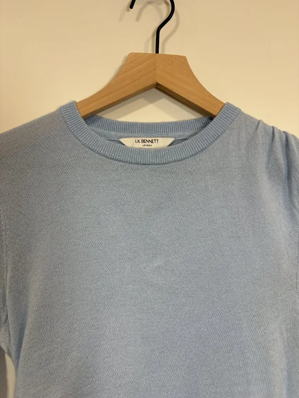 🌟 Lk Bennett 🌟 Dora Crew Neck Merino Wool Cotton Blend Sweater Blue Xs - Image 6