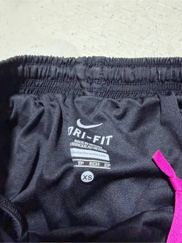 Nike Black Athletic Shorts with Pink Trim and White Panels XS - Image 5