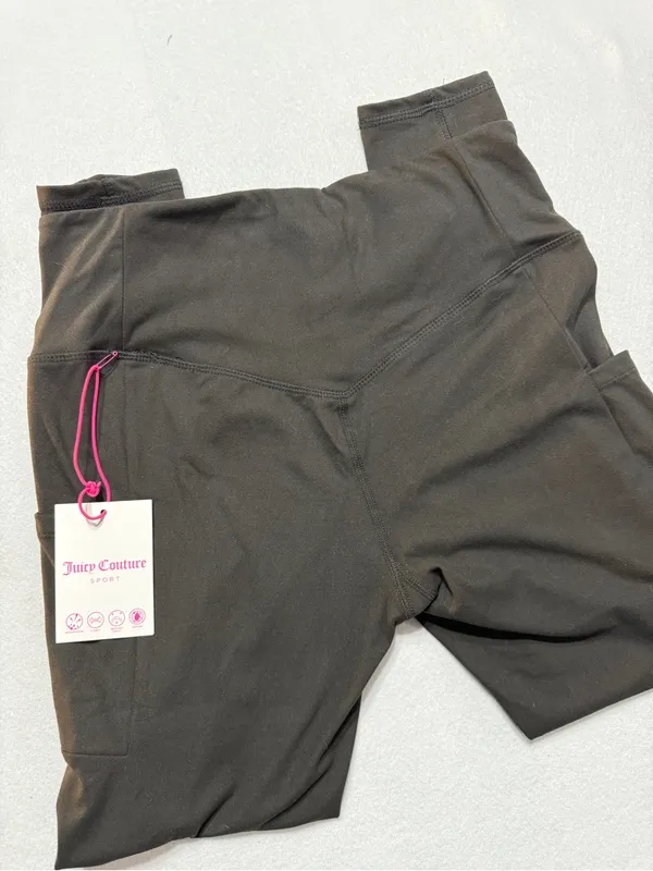 Juicy Couture Sport NWT Black Leggings crisscross Logo Waistband Sz M - Image 11