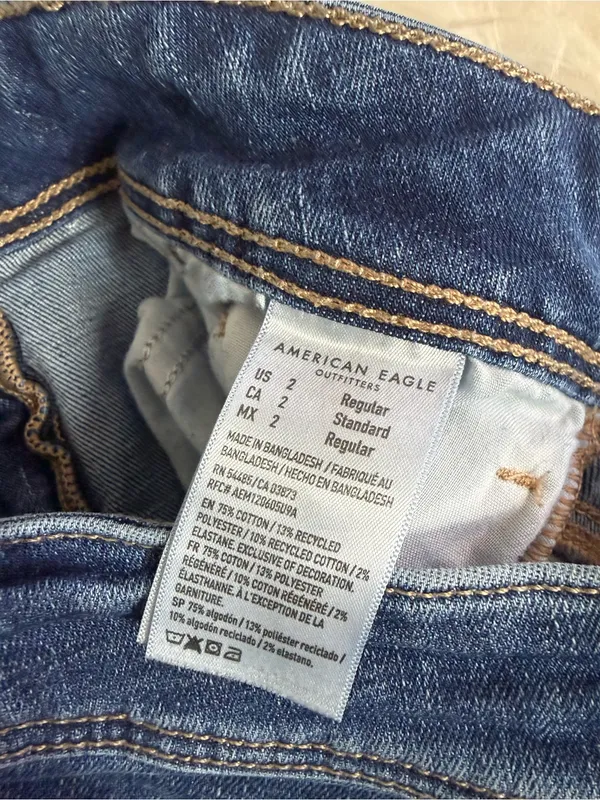 American Eagle Next Level Stretch Kick Boot Jeans Size 2 Regular Dark Wash - Image 6