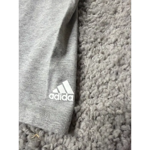 Adidas Womens Large Grey Crop Leggings Side Stripe Logo Capri Pants - Image 4