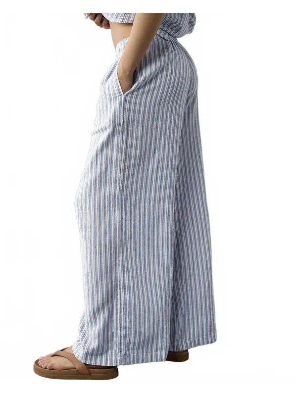 AE Weekend Vibes Linen-Blend Pull-On Pant American Eagle Blue Stripes NWT Medium - Image 5