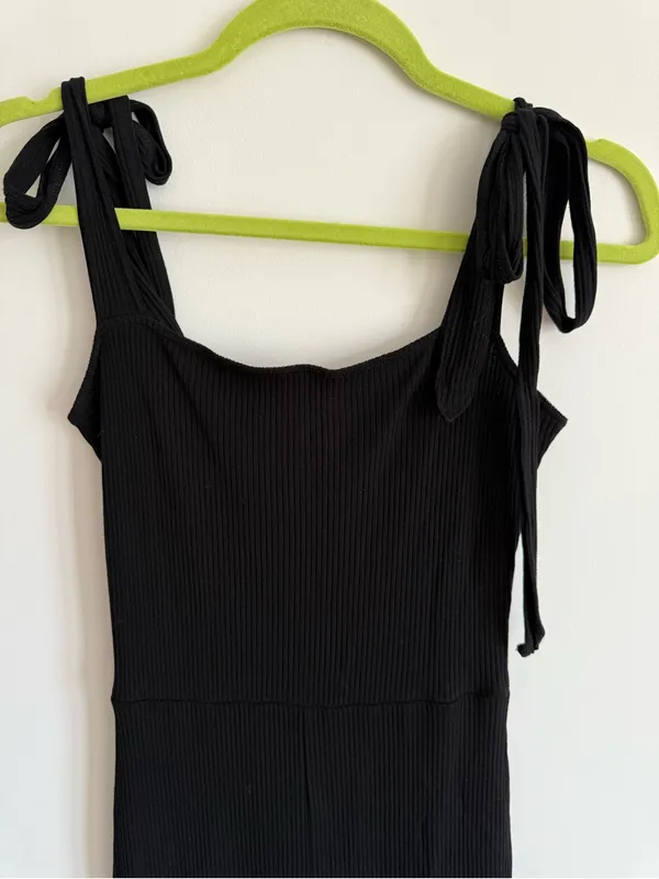 Reformation Wesley Ribbed Jumpsuit Tie Straps in Black Size Small - Image 6