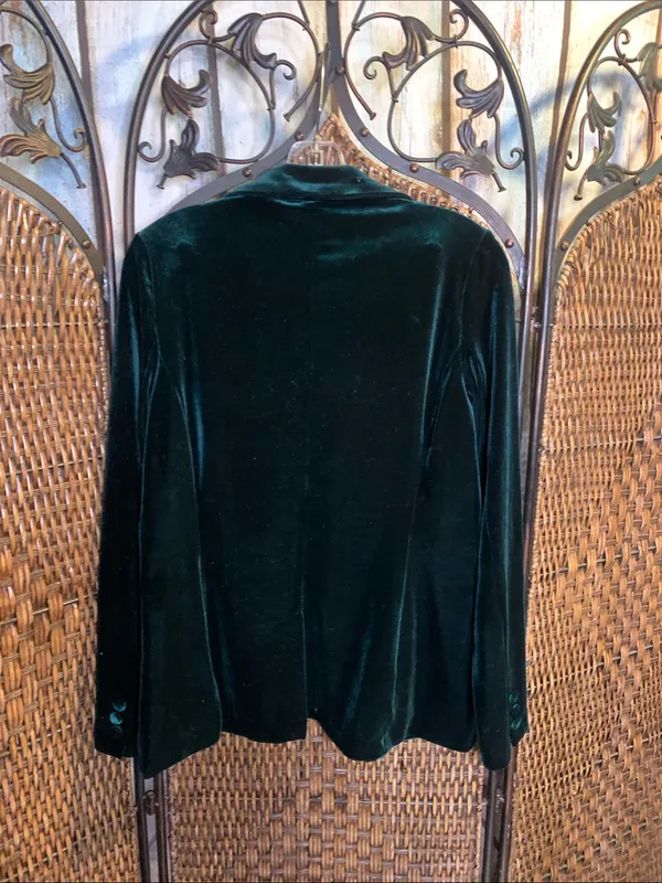 Tahari Dark Green Velvet Blazer Size M - Image 5