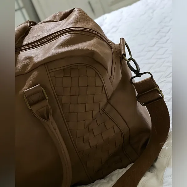 Brown Leather Target Travel Duffle Bag - Image 5