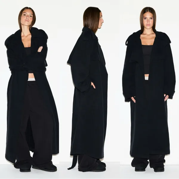 NWT SKIMS Boyfriend Fleece Oversized Trench Coat Onyx New on site! Size XS - Image 8