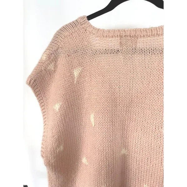 Vintage Handmade Rose Pink Acrylic Knit Cottagecore Oversized Sweater Vest 2X - Image 5