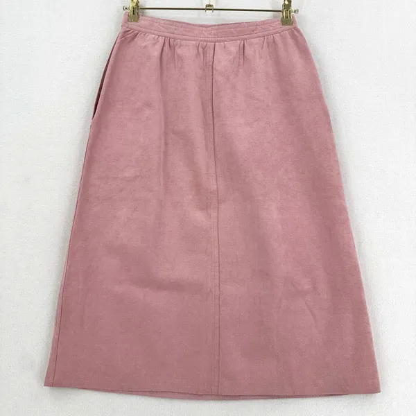 Vintage Blassport Bill Blass Ultrasuede Skirt 10 Pink A Line Midi 70s 80s Retro - Image 2
