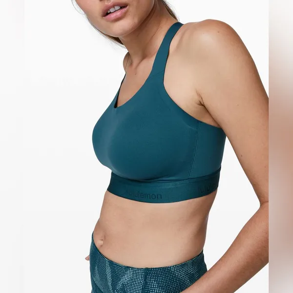 LULULEMON Fine Form Bra in Bermuda Teal Size 34DD Yoga Running Sport Seamless - Image 5