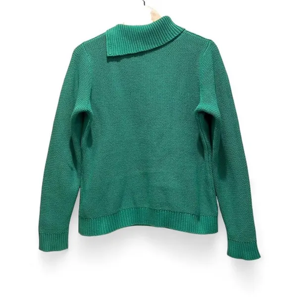 Liz Claiborne Green‎ Cotton Collared Sweater Sz Medium Preppy Business Casual - Image 2