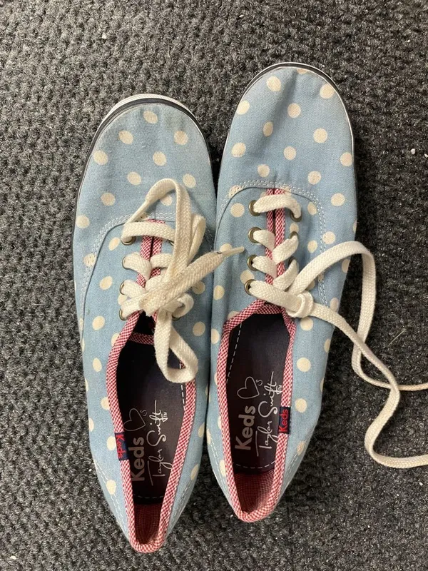 Keds Taylor Swift canvas shoes blue white polka dot size 7 - Image 2