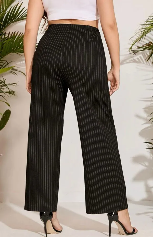 Women’s Pinstriped Flare Leg Pants (Plus Size: 0XL) - Image 2