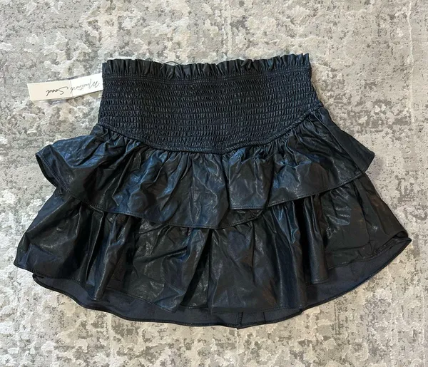 Mustard Seed Leather Skirt Black - Image 2