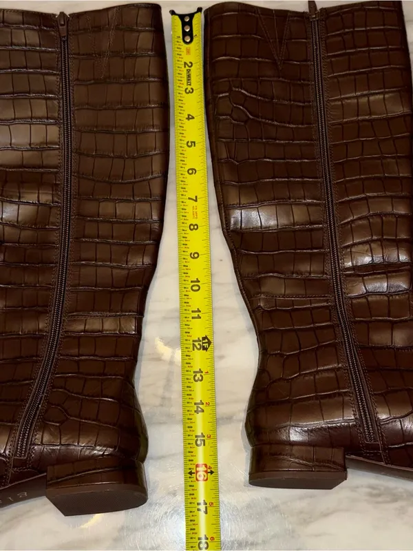 Gianni Bini Brown Crocodile Embossed Tall Knee High Boots Size 7.5M NWOB - Image 8