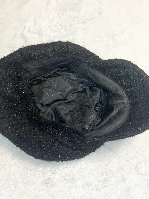 Vintage Y2K Textured Black Tweed Newsboy Cap Cabbie Hat - Image 12