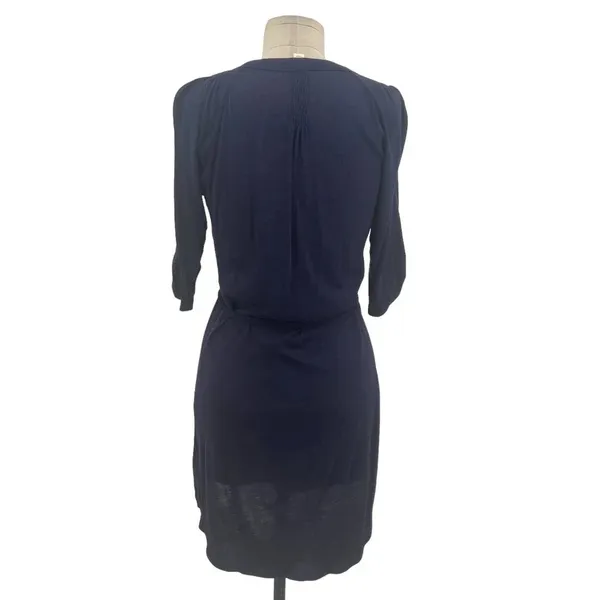 Anthropologie Tiny‎ Nadia Shirt Dress Button Embroidered Navy Blue Teal Size XS - Image 8