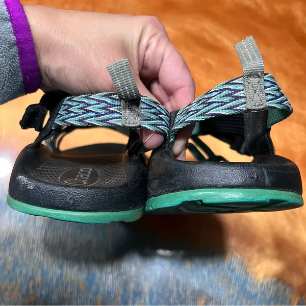 Chacos ZX2 Water River Sandals Black Green Print Size 4 youth - Image 4