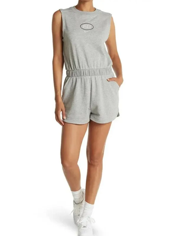 Nike Sportswear Varsity Short Romper NWT Grey Heather Size Medium - Image 3