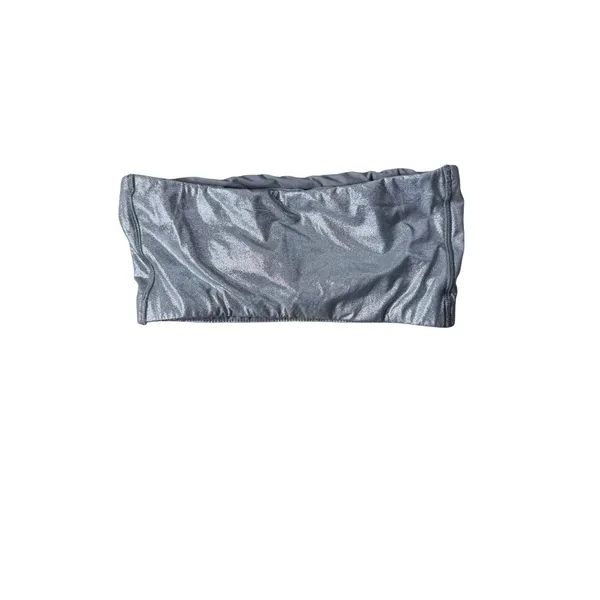 Skims Metallic Swim Bandeau Top Silver Strapless Bikini Top Small RN158973 - Image 2
