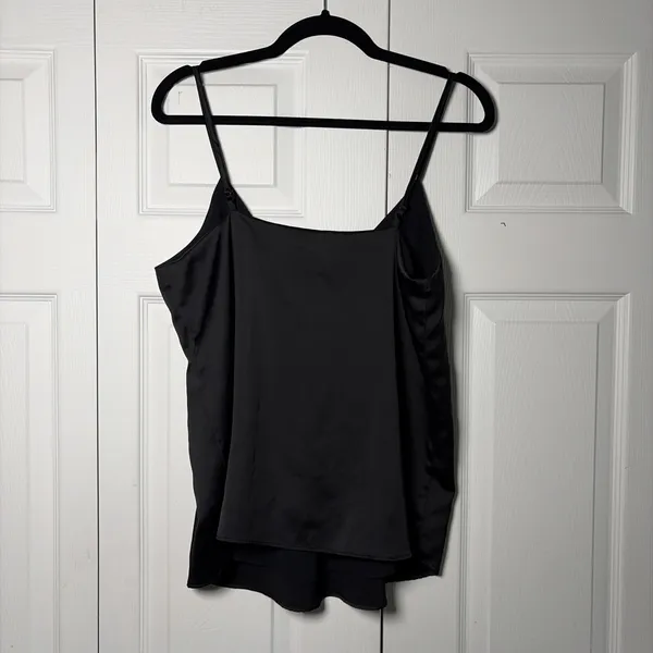 Shinestar V-Neck Satin‎ Camisole Womens Size L Black Spaghetti Strap Tank Satin - Image 3
