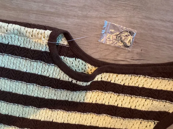 Free People Free-est Joan Fauxchet Crochet Top/Pants Set M Brown Stripe - Image 13