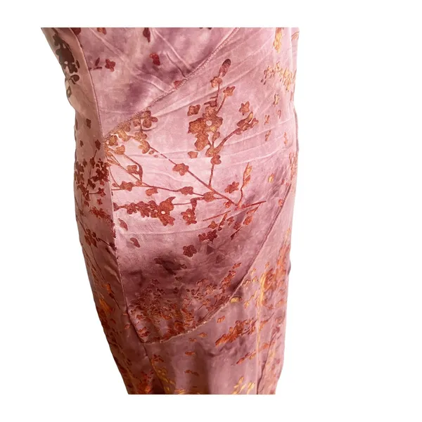 Thirty Thirty LA Bodycon Maxi Dress Womens L Mauve Floral Short Sleeve Elegant - Image 7