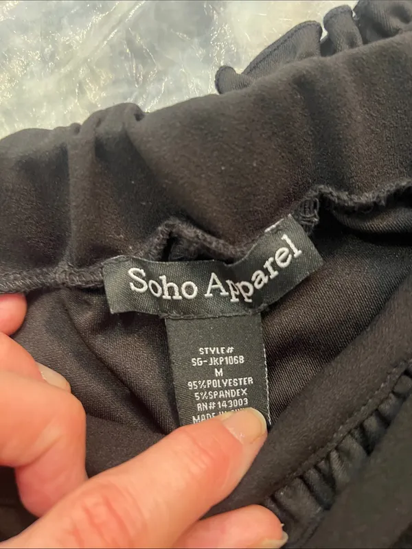Soho Apparel Black Paperbag Waist Women’s Pants with Tie size medium. - Image 7