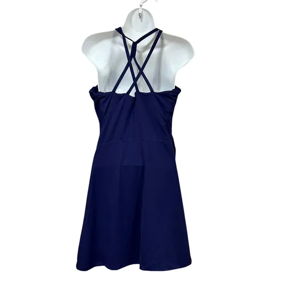 Maacie Maternity Tennis Dress Navy Blue Ruched Crisscross Back Size L NEW - Image 2