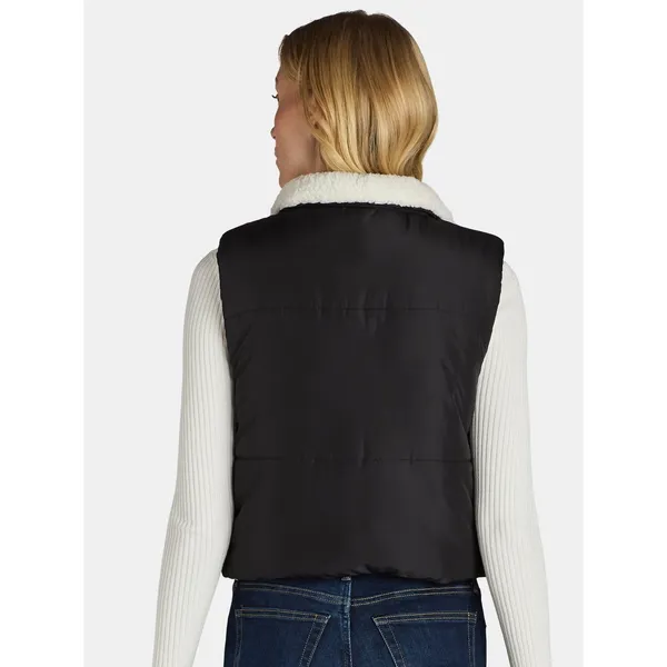 No Boundaries Womens Vest Size S Black Reversible Lightweight Zip Front Fleece - Image 4