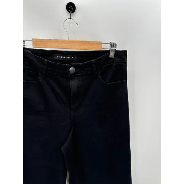 Prosperity Jeans Women 31 Black Denim Wide‎ Leg Embroidered Cotton Blend - Image 4