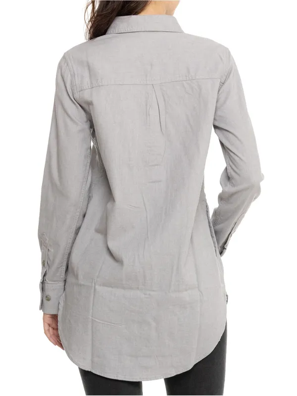 NWT Carhartt Womens Rugged Flex Relaxed Fit Midweight Flannel Tunic‎ Gray Size M - Image 2