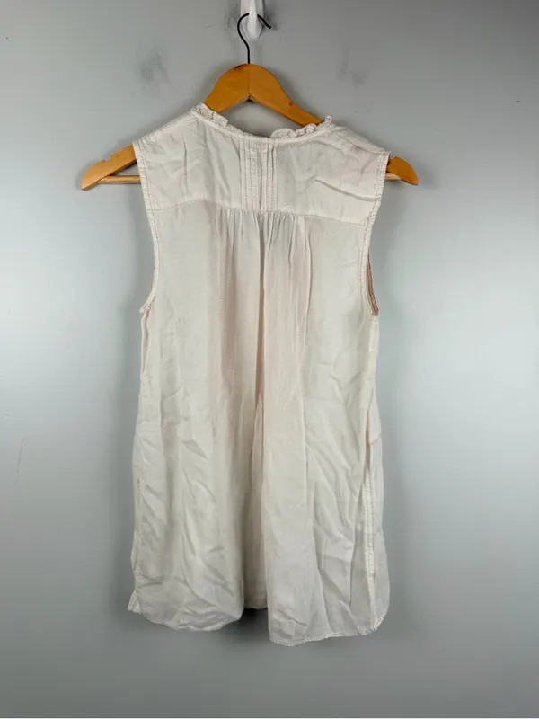Anthropologie holding horses white red thread texture sleeveless top size 6 - Image 6