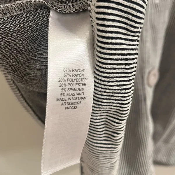 Adrianna Papell Boxy Knit Striped Short Sleeve Top Button Back XL Grey - Image 6