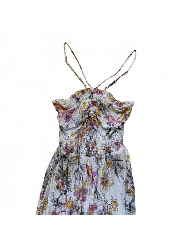 Free People One Step Ahead Maxi Dress Floral Smocked Slip Pebble Cream Women XS - Image 7