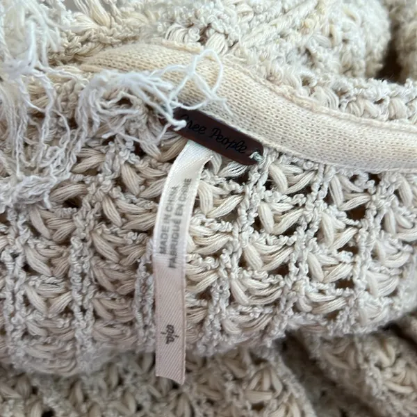 Free People I’ll Be Around Cardi cardigan sweater Cream Small Fringe Western - Image 4
