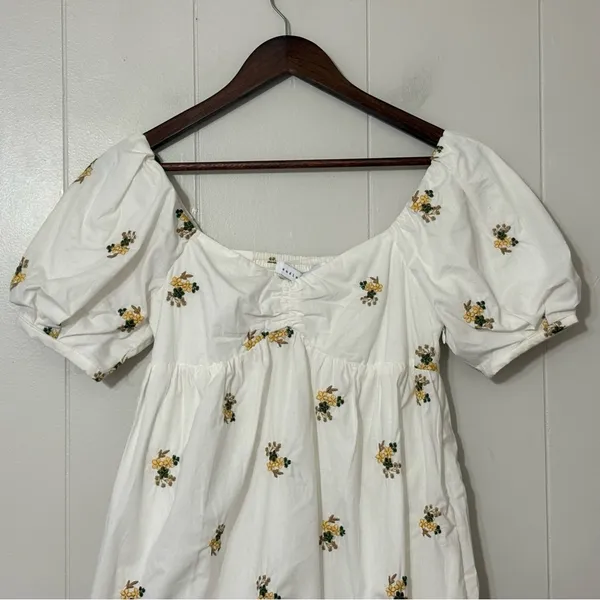 Endless Rose Embroidered Floral Puff Sleeve Mini Dress White XS NWT - Image 2